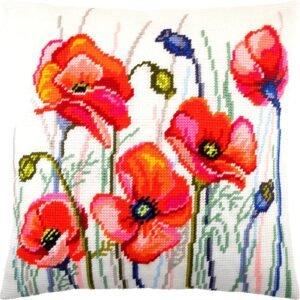 Cornerstone Poppy Field Floral Needlepoint Kit for Adults and Beginners