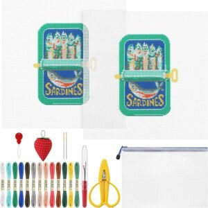 Cornerstone 25-Piece Sardine Squad Needlepoint Kit for Beginners and Adults