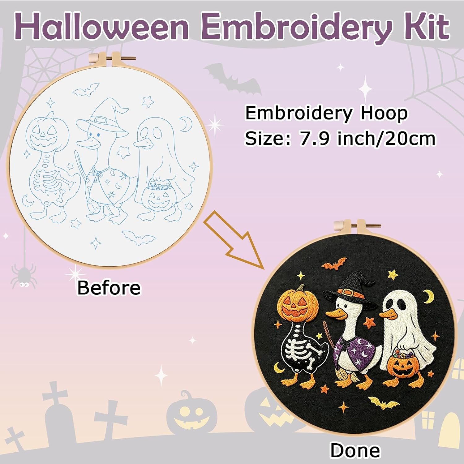 Cornerstone Halloween Needlepoint Embroidery Kit for Beginners and Adults – Image 5