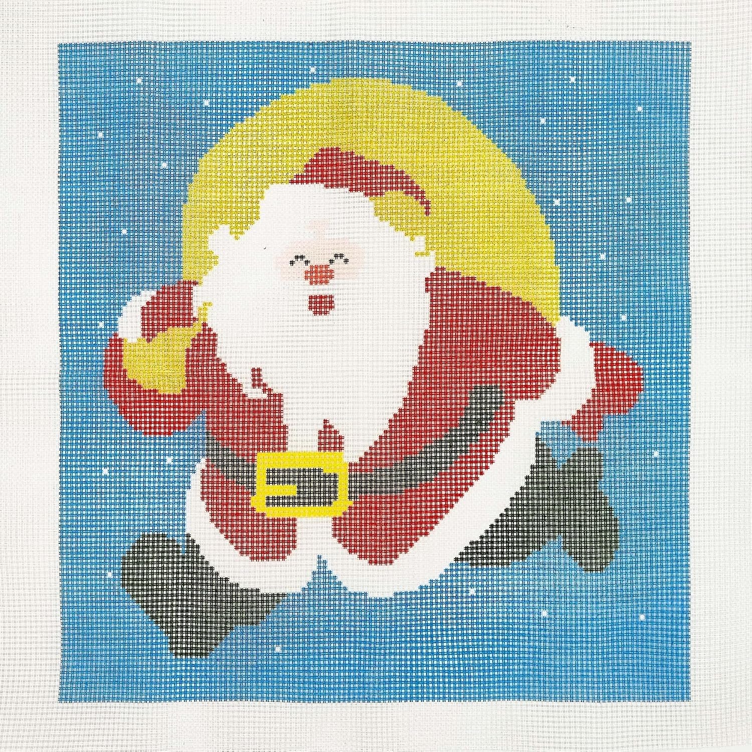 Cornerstone Santa Christmas Needlepoint Pillow Kit for Adults, 16 × 16 Inch