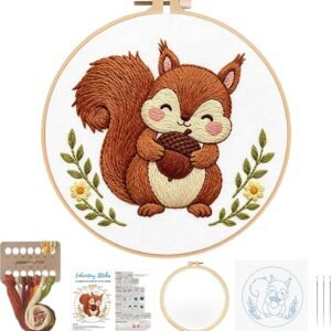 Cornerstone Beginner Stamped Squirrel Needlepoint Embroidery Kit