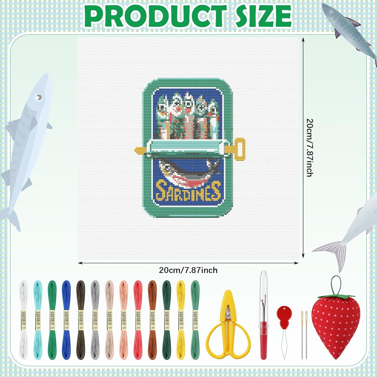 Cornerstone 25-Piece Sardine Squad Needlepoint Kit for Beginners and Adults – Image 2