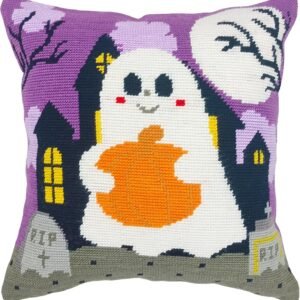 Cornerstone Santa Christmas Needlepoint Pillow Kit for Adults, 16 × 16 Inch