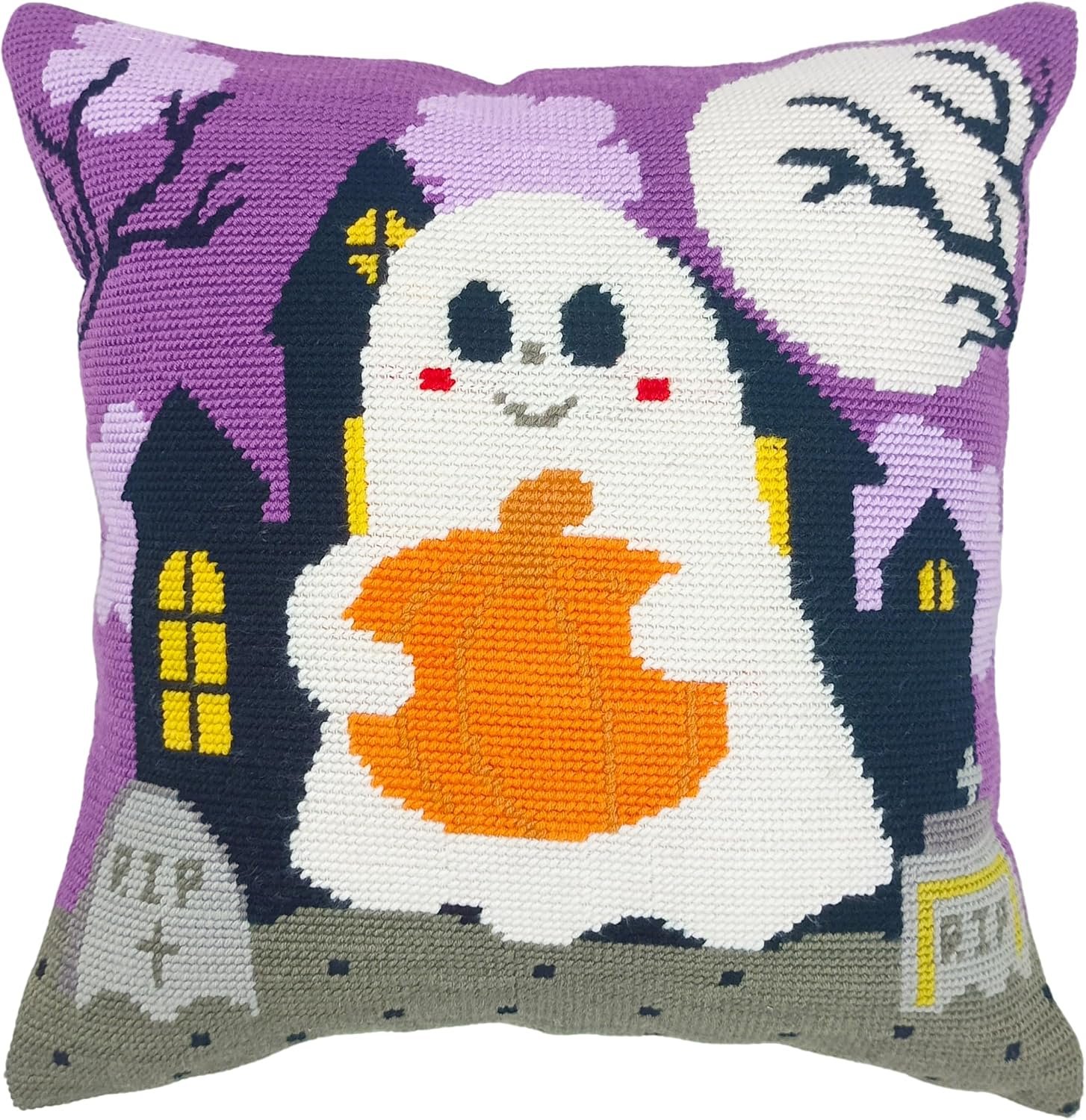 Cornerstone Santa Christmas Needlepoint Pillow Kit for Adults, 16 × 16 Inch