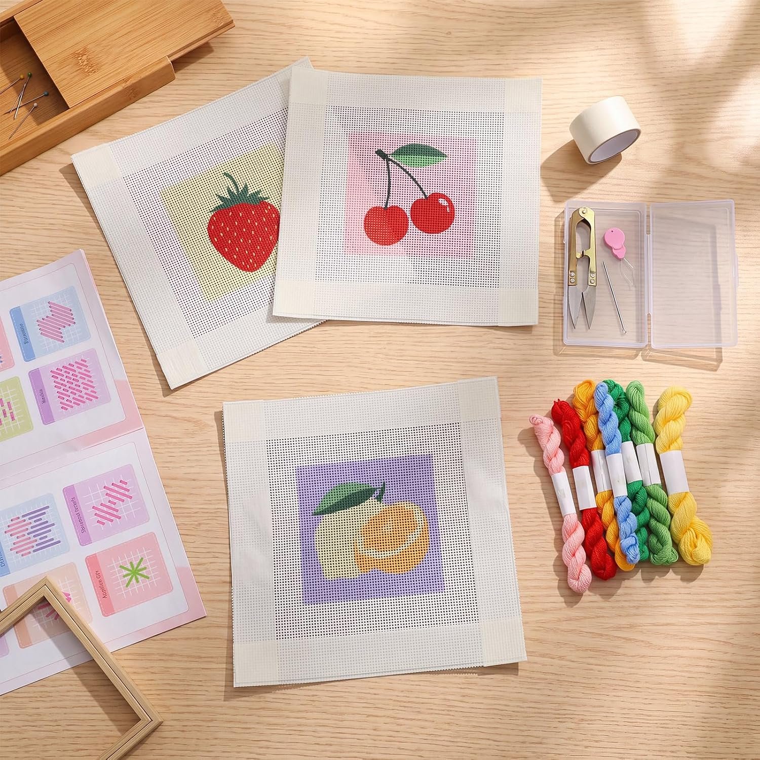 Cornerstone 3-Piece 13CT Fruit Needlepoint Canvas Kit, 8" x 8" - Image 3