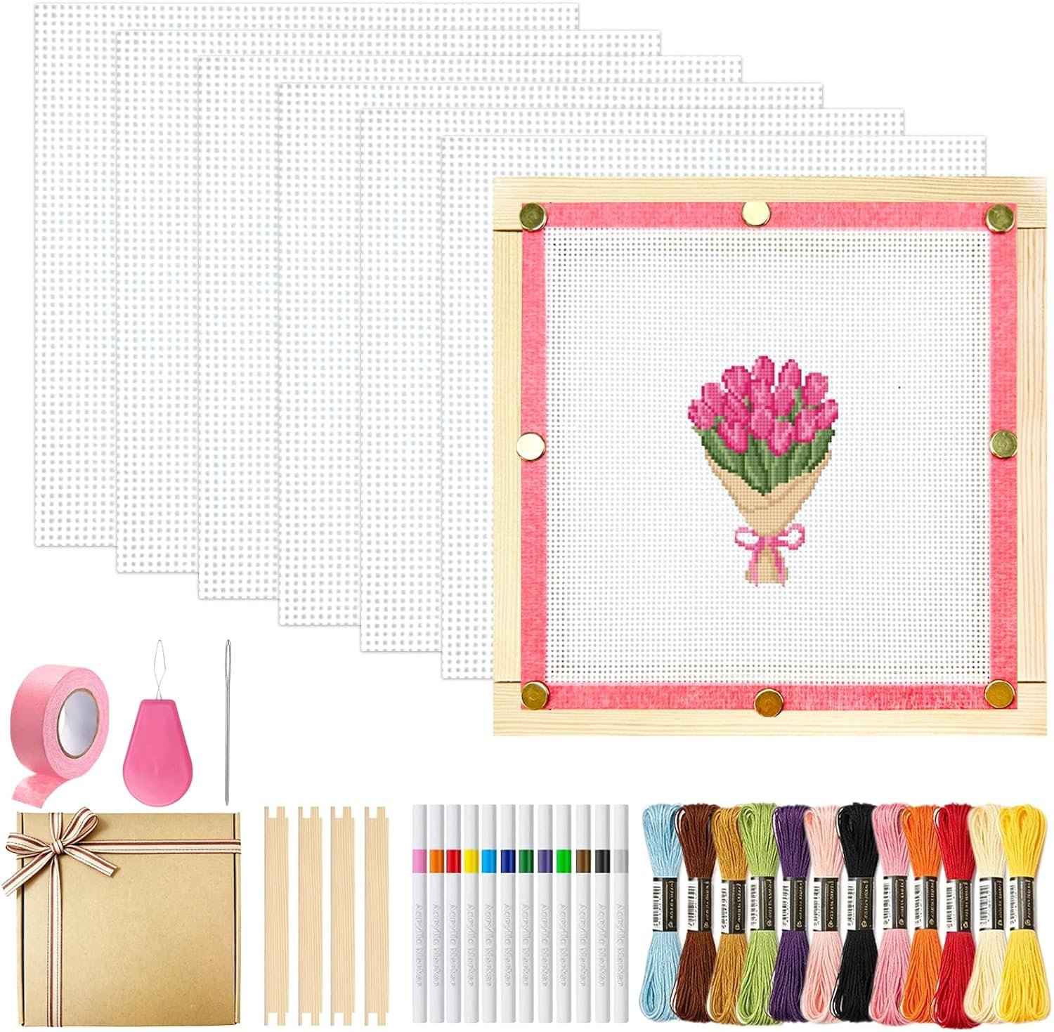 Cornerstone All-in-One Beginner Needlepoint Starter Kit with Essential Supplies