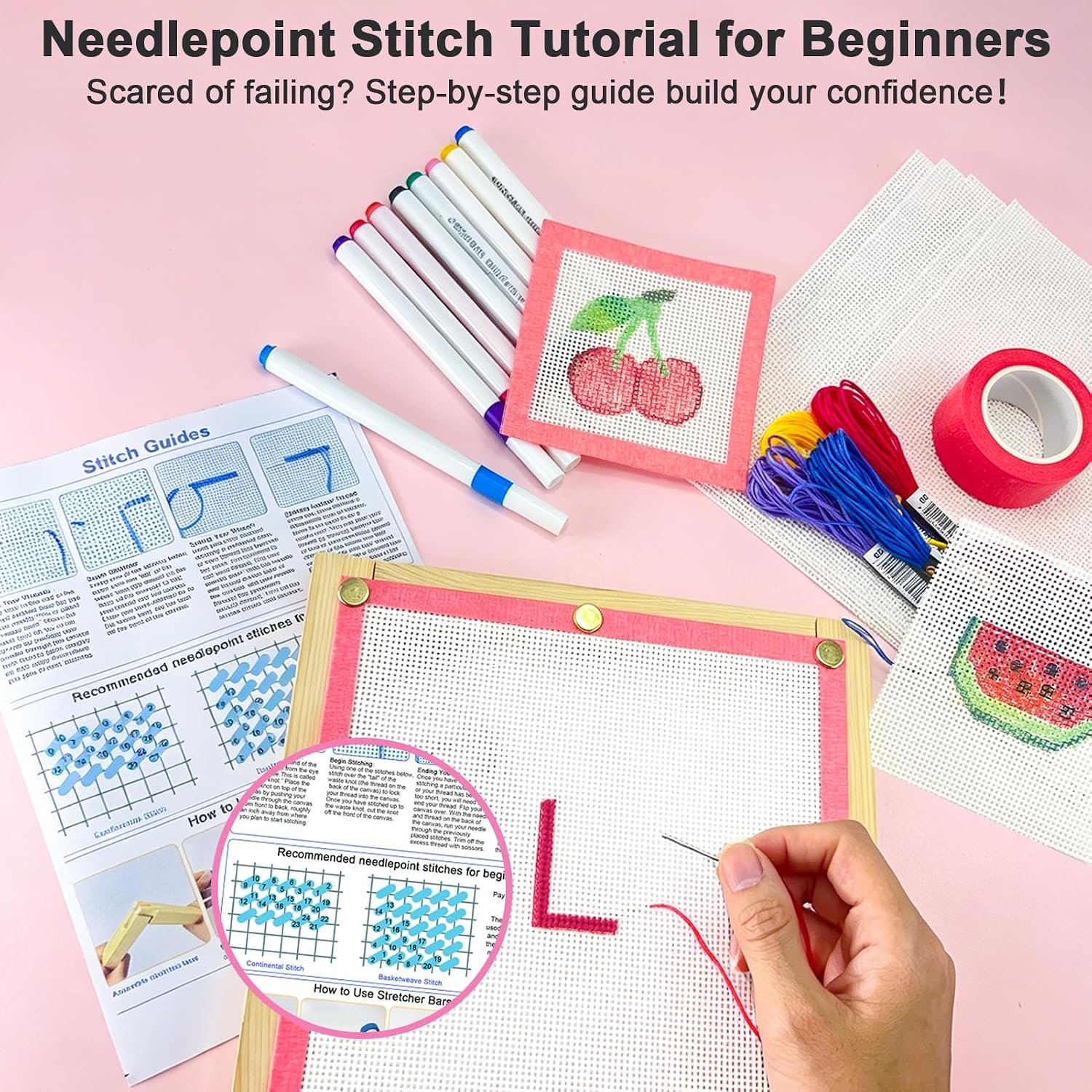 Cornerstone All-in-One Beginner Needlepoint Starter Kit with Essential Supplies – Image 4