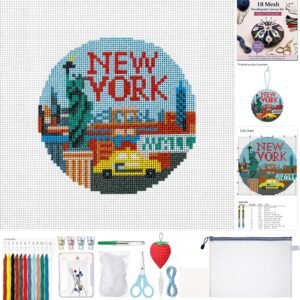 Cornerstone 26-Piece New York 18 Mesh Needlepoint Canvas Kit for Beginners