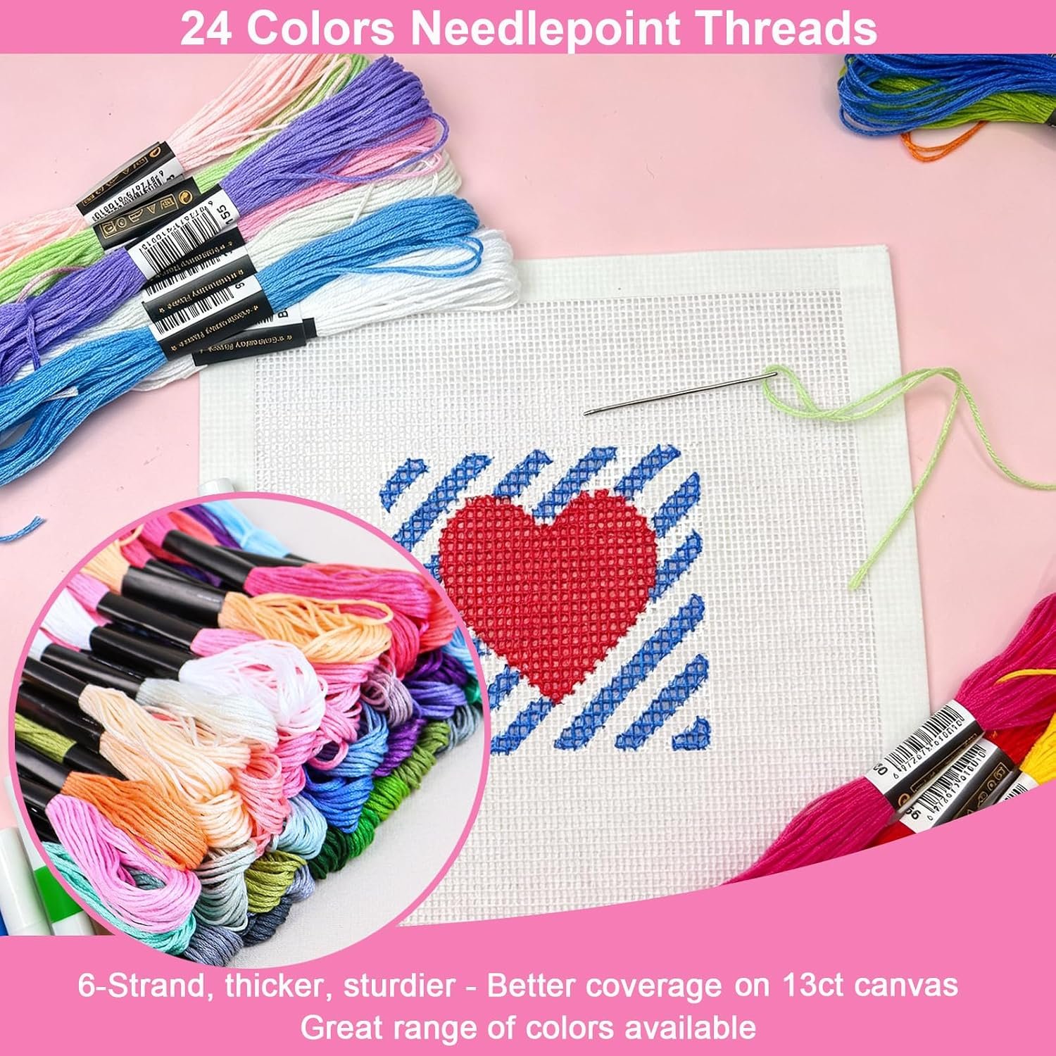 Cornerstone All-in-One Beginner Needlepoint Starter Kit with Essential Supplies – Image 3