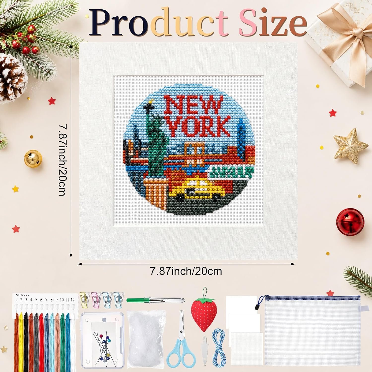 Cornerstone 26-Piece New York 18 Mesh Needlepoint Canvas Kit for Beginners – Image 2