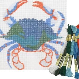 Cornerstone Blue Crab 18CT Printed Needlepoint Starter Kit
