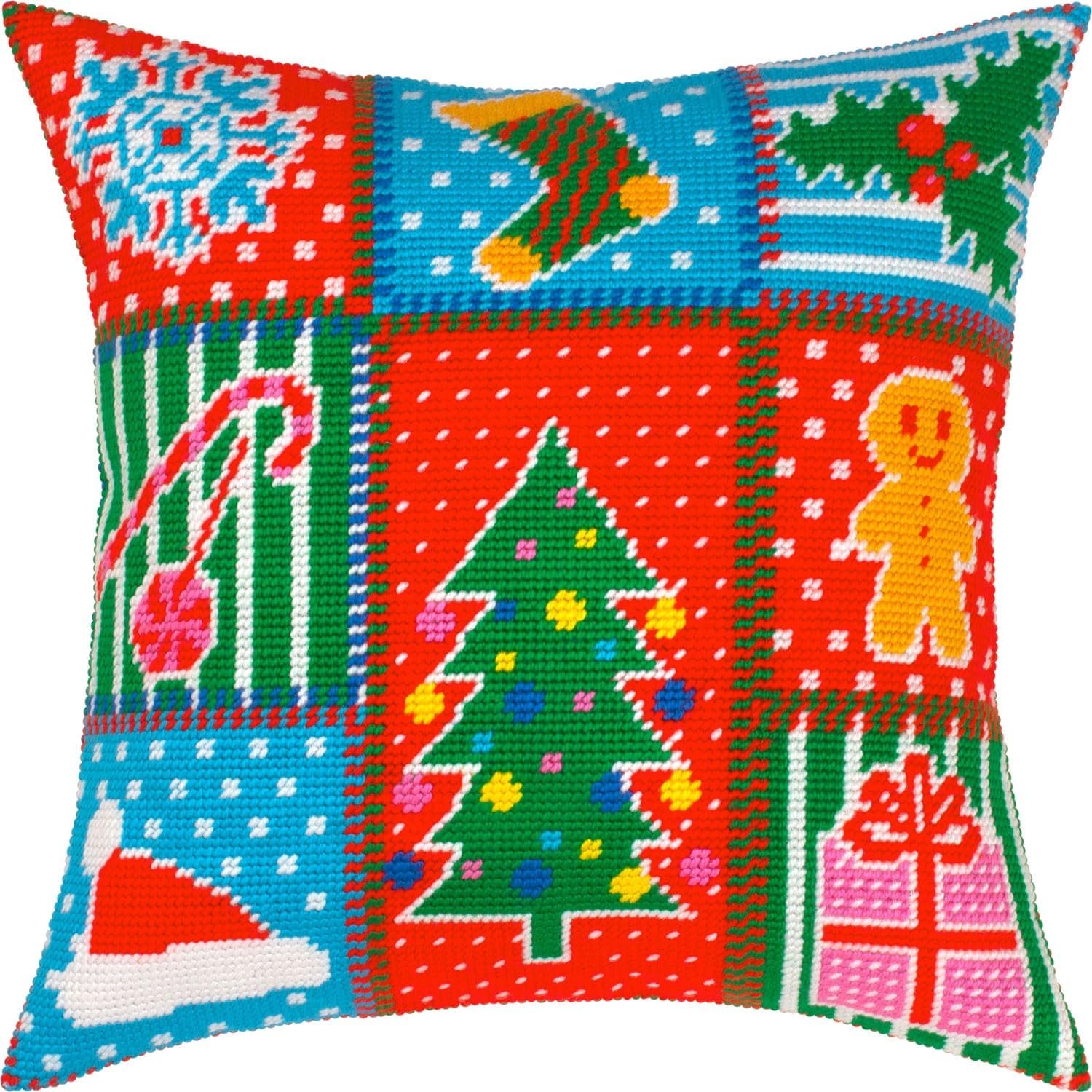 Cornerstone Christmas Patchwork Needlepoint Kit for Adults and Beginners