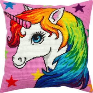 Cornerstone Unicorn Fantasy Needlepoint Kit for Adults and Beginners, 16 × 16 Inch
