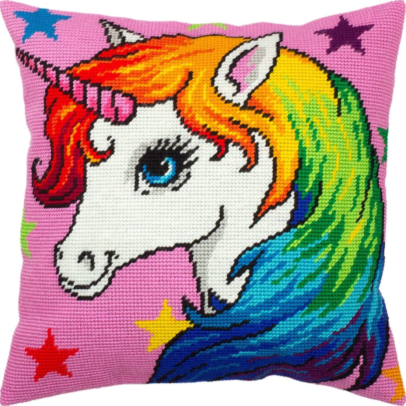 Cornerstone Unicorn Fantasy Needlepoint Kit for Adults and Beginners, 16 × 16 Inch