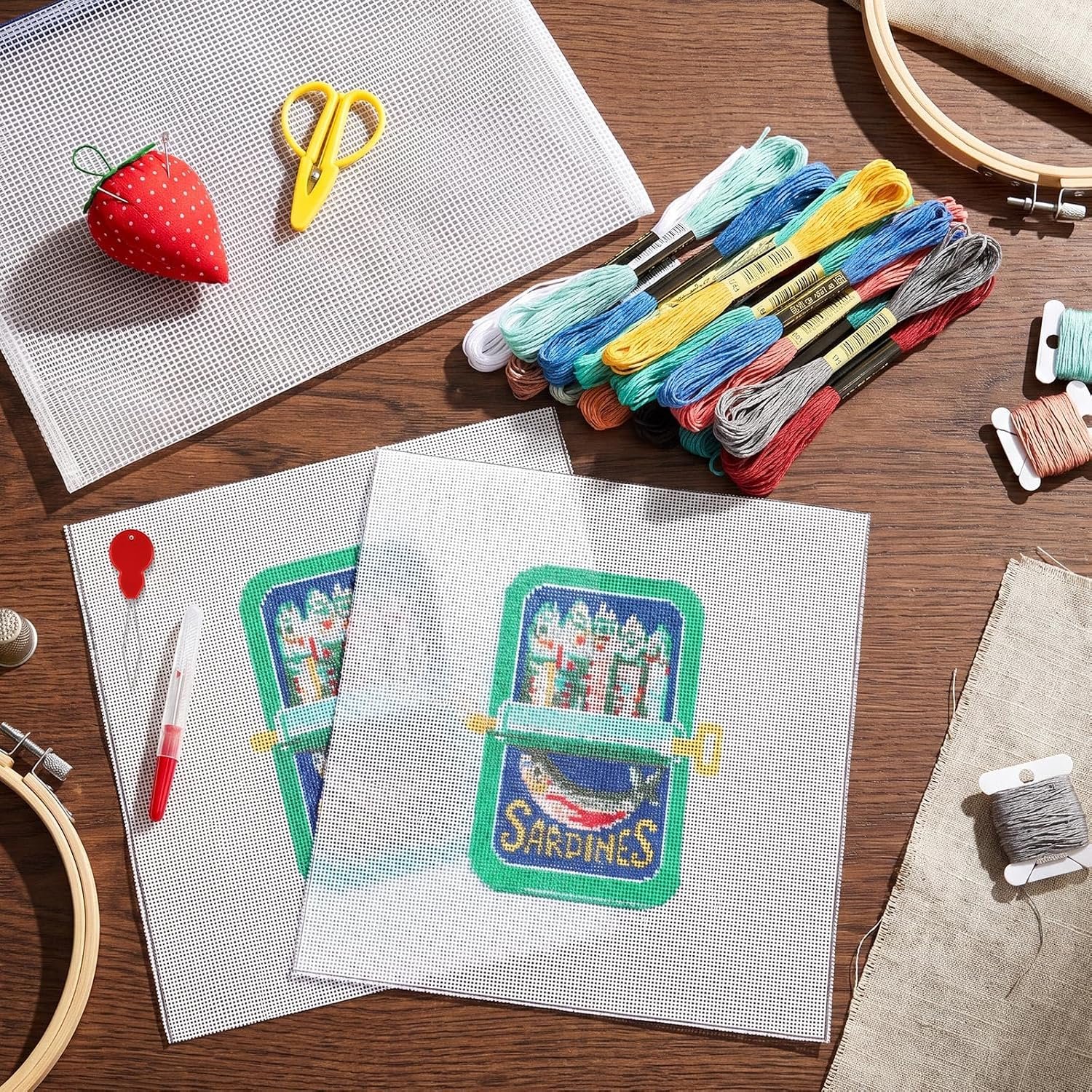 Cornerstone 25-Piece Sardine Squad Needlepoint Kit for Beginners and Adults – Image 4