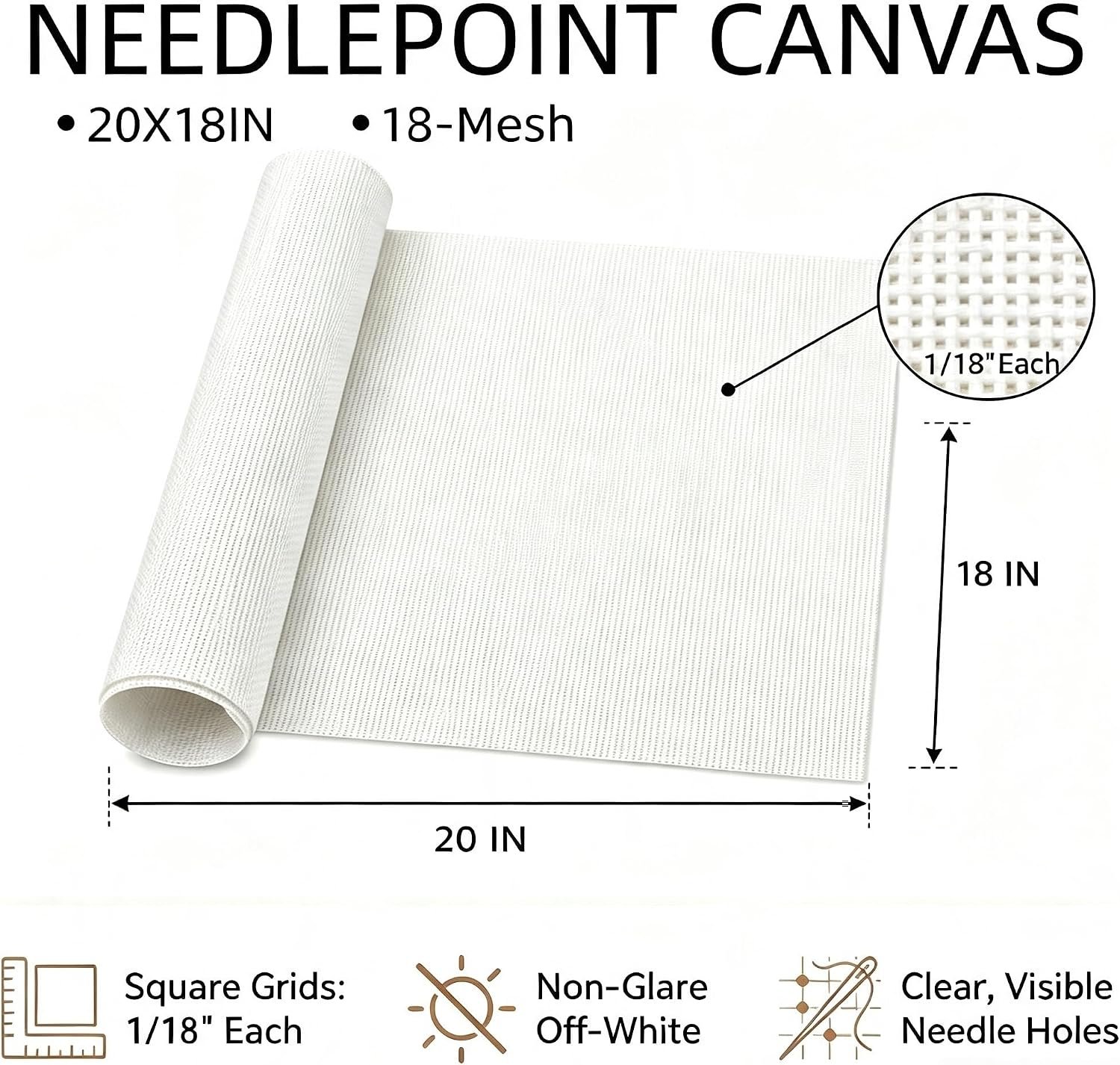 Cornerstone 18-Mesh 18" x 20" Interlock Needlepoint Canvas for Cross Stitch Crafts - Image 6