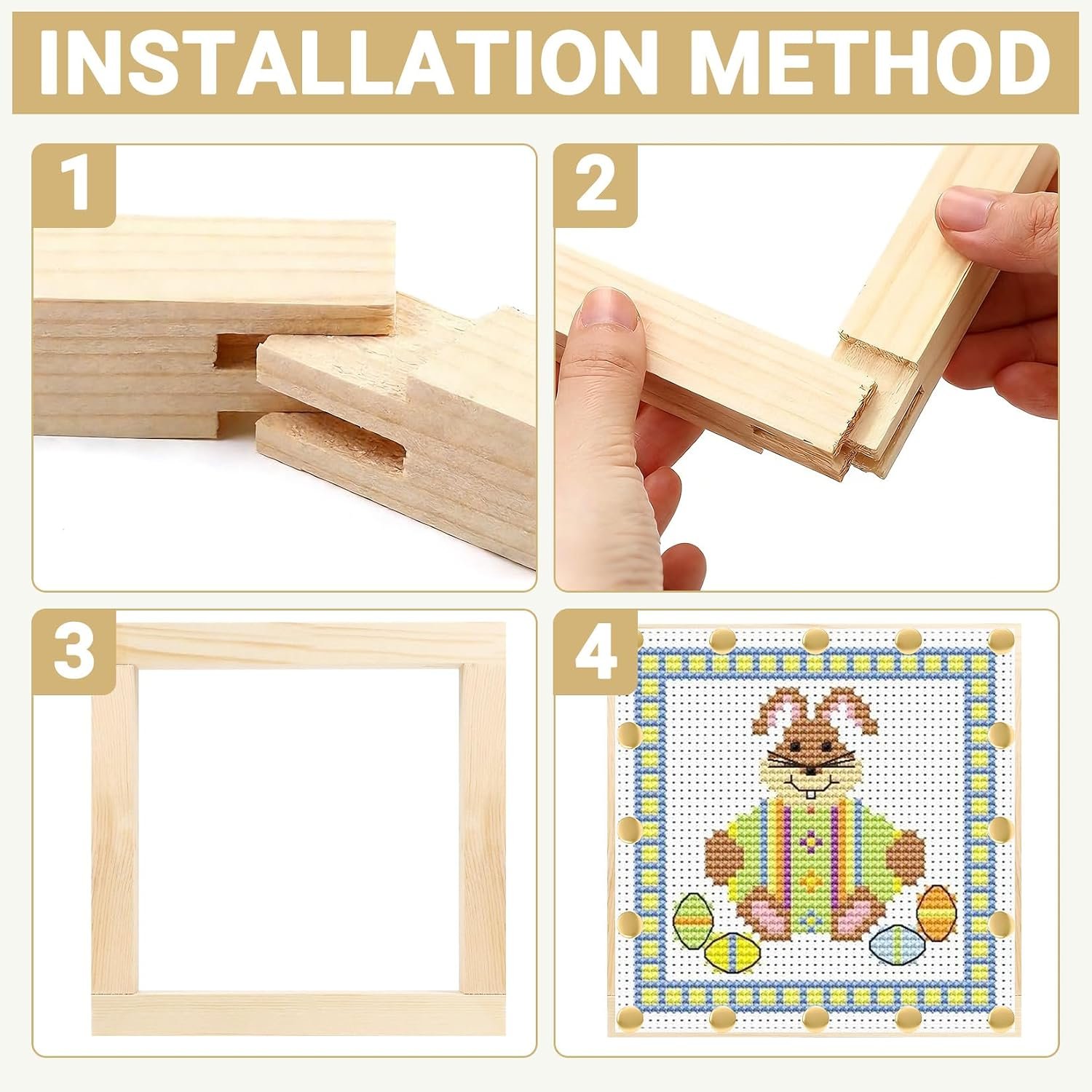 Cornerstone 2-Set Wooden Needlepoint Stretcher Bars with 40 Tacks in 2 Sizes – Image 4