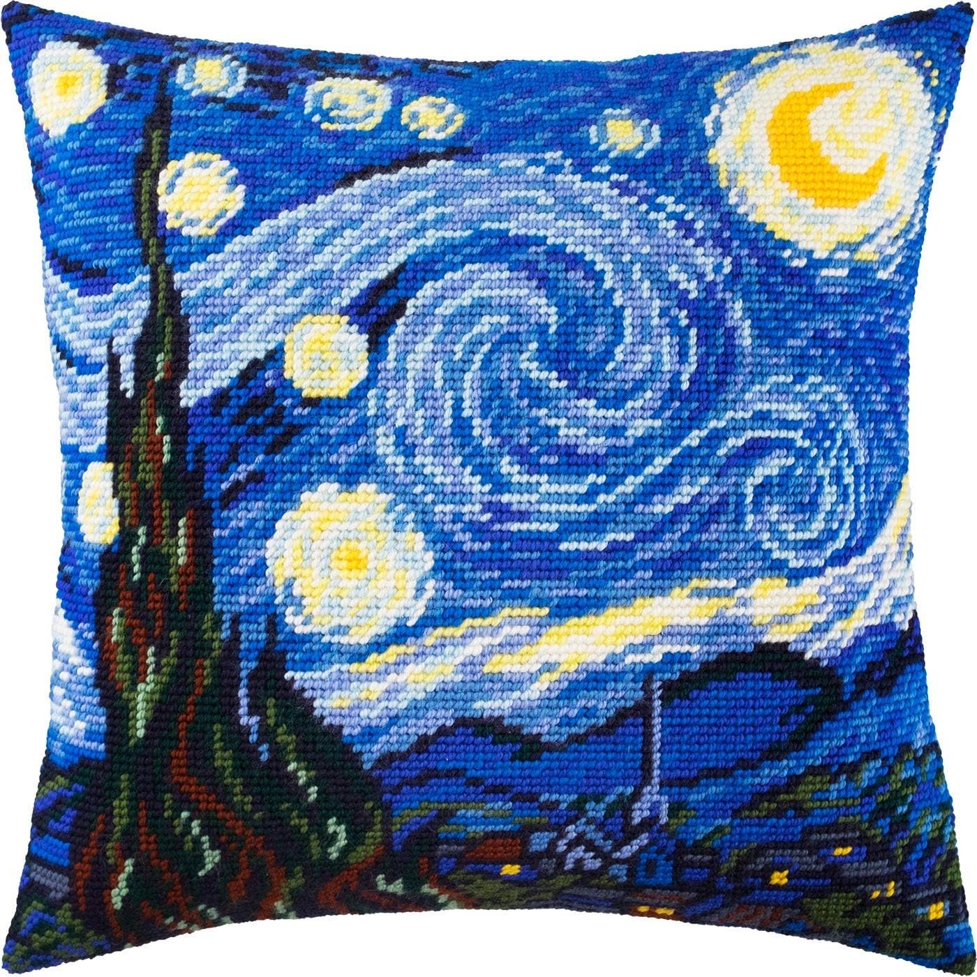 Cornerstone Starry Night Needlepoint Throw Pillow Kit, 16 × 16 Inch