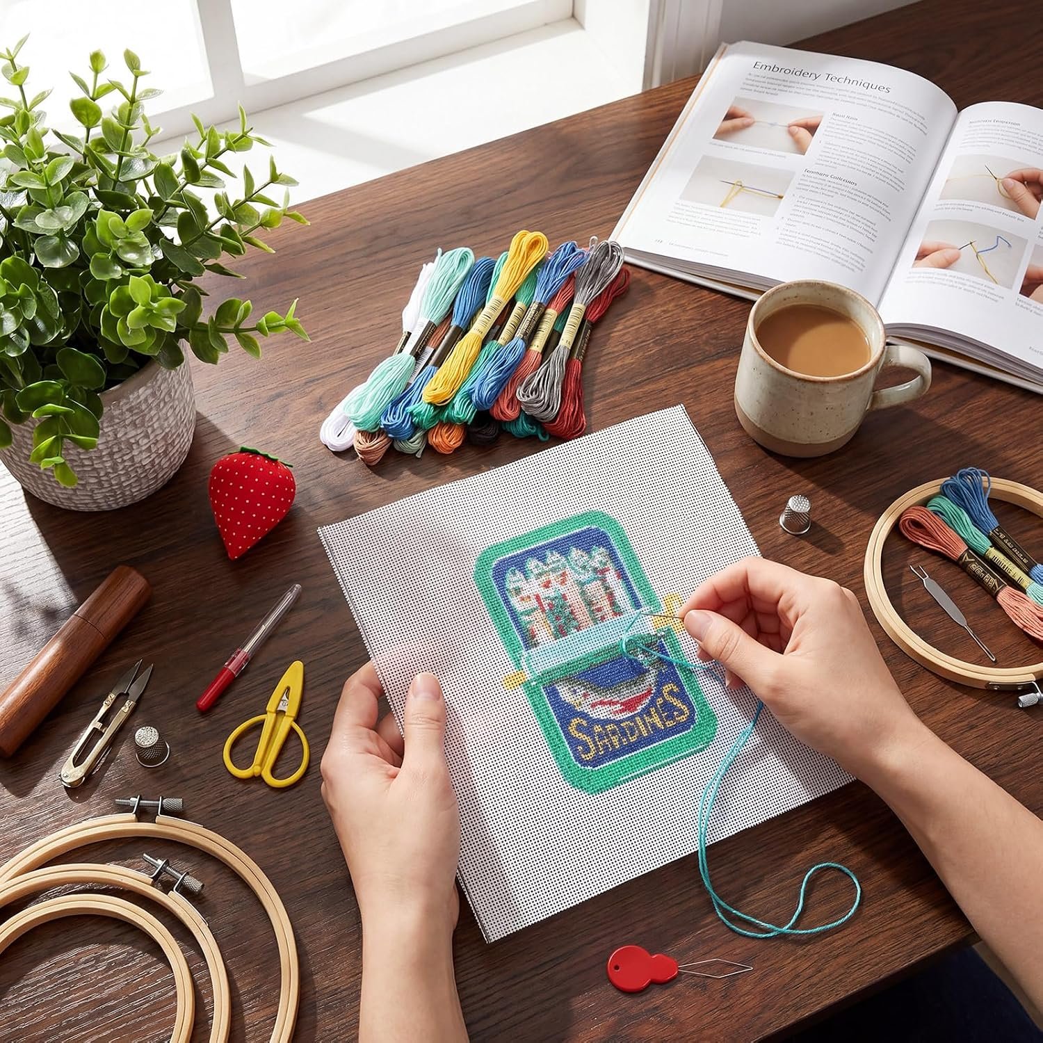 Cornerstone 25-Piece Sardine Squad Needlepoint Kit for Beginners and Adults – Image 3