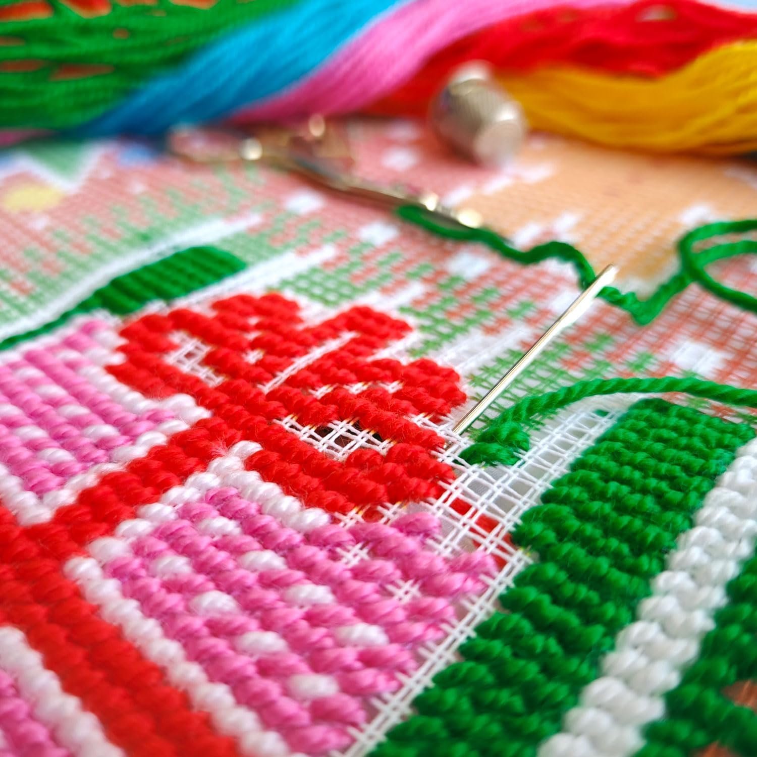 Cornerstone Christmas Patchwork Needlepoint Kit for Adults and Beginners – Image 3