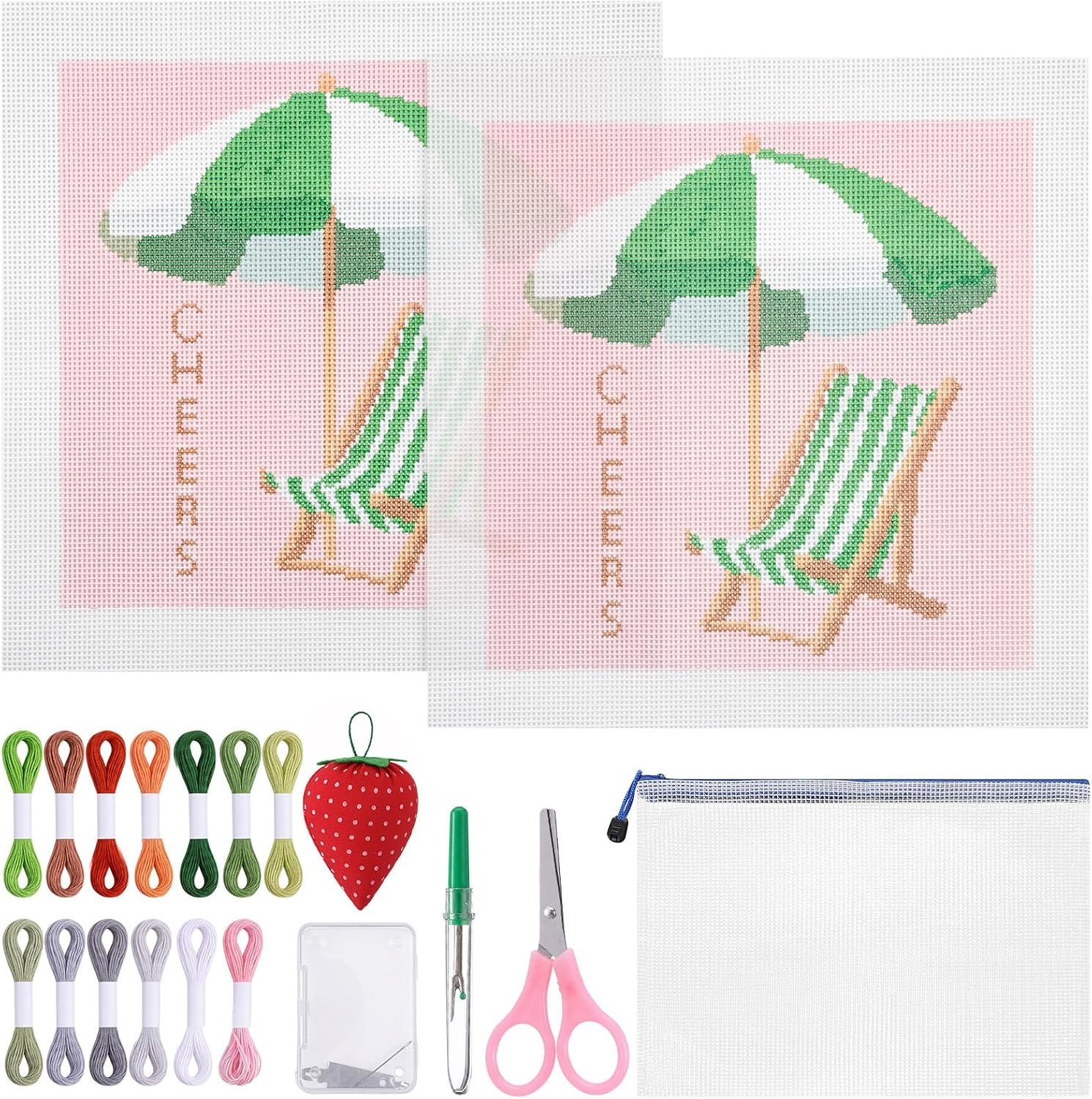 Cornerstone 26-Piece Palm Beach Chaise Needlepoint Starter Kit for Beginners and Adults