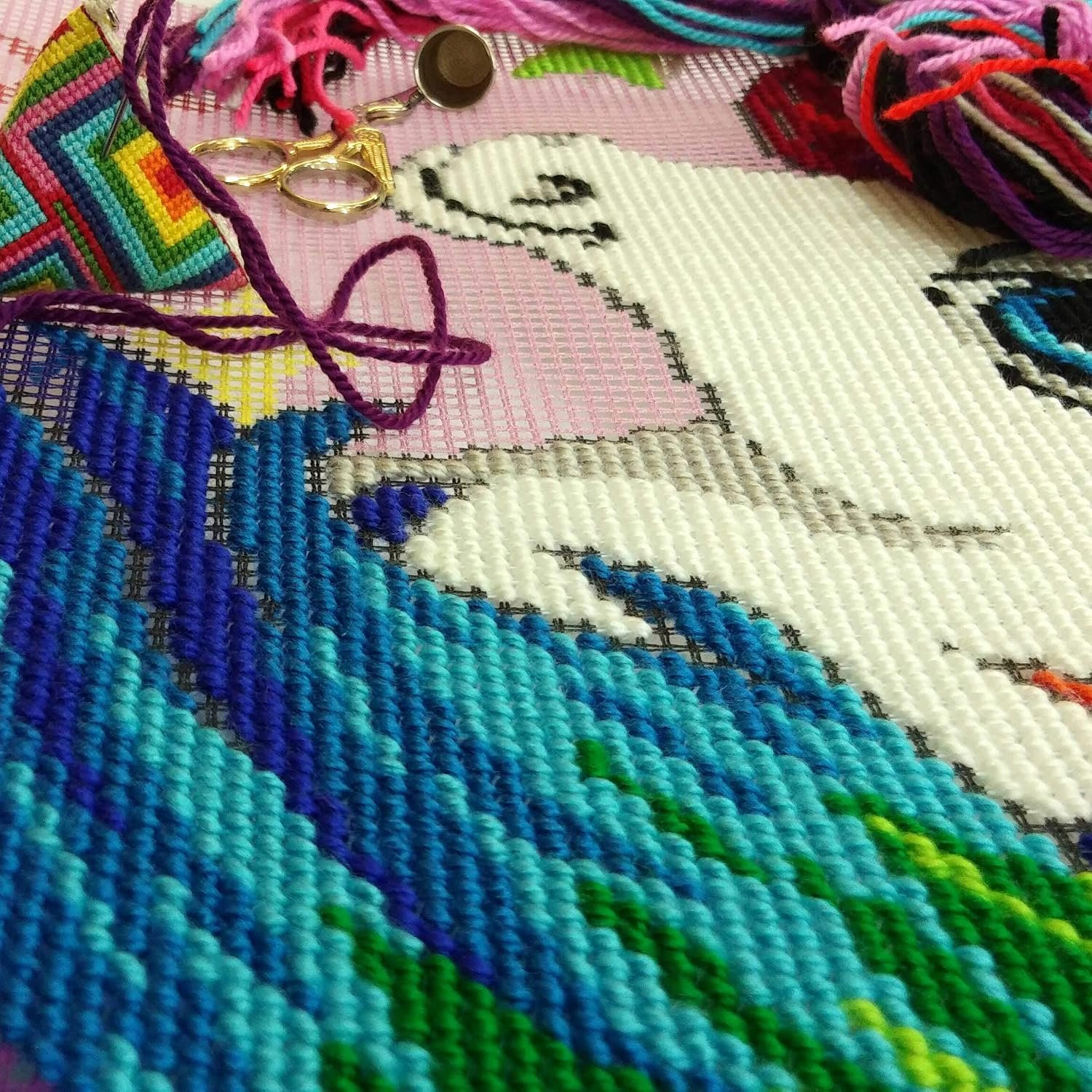 Cornerstone Unicorn Fantasy Needlepoint Kit for Adults and Beginners, 16 × 16 Inch – Image 3