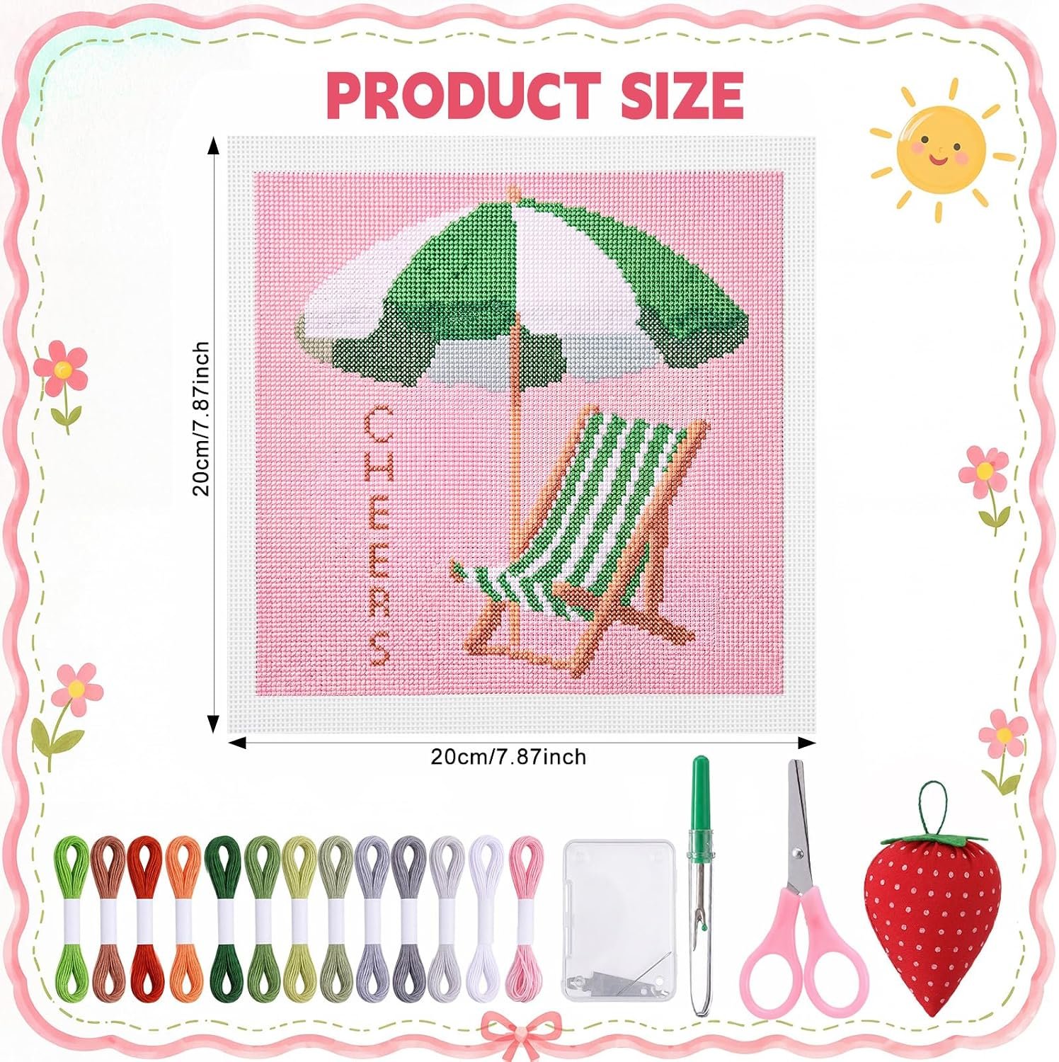 Cornerstone 26-Piece Palm Beach Chaise Needlepoint Starter Kit for Beginners and Adults – Image 2