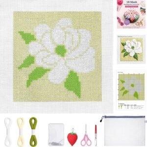 Cornerstone 12-Piece Magnolia 18 Mesh Needlepoint Canvas Kit for Beginners