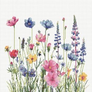 Cornerstone 11CT Floral Stamped Cross Stitch Needlepoint Kit for Beginners, 14 x 14 Inch